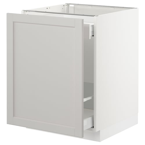 Single white kitchen cabinet with drawer, sleek design, modern look.