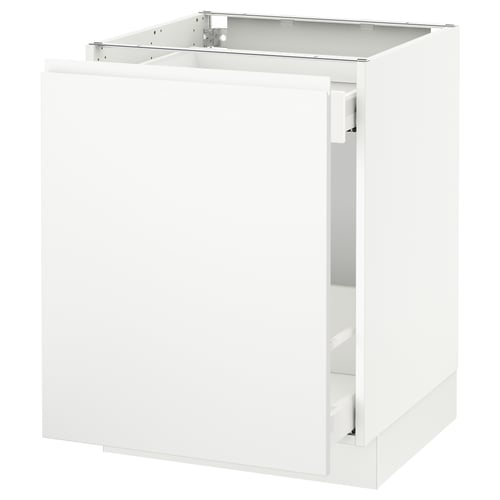 A white SEKTION kitchen cabinet with a sleek design and modern appeal, featuring integrated handles and a sturdy frame.