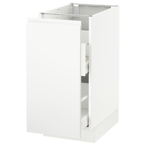White high cabinet from ikea SEKTION line, minimalist design, flat surfaces, smooth edges, matte finish.