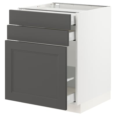 SEKTION / MAXIMERA Base cabinet/p-out storage/2 drawer, white/Axstad dark gray, 24x24x30 "