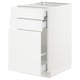 SEKTION white kitchen cabinet with drawers and shelves, modern design.