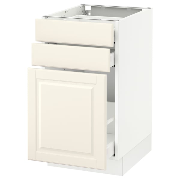 Ikea SEKTION off-white kitchen cabinet with beveled edges and two drawers.