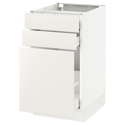 SEKTION kitchen cabinet in white with two drawers and a door, smooth design.