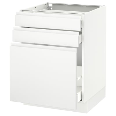 SEKTION white kitchen cabinet with drawers.