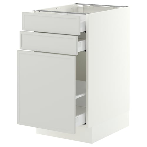 SEKTION / MAXIMERA Base cabinet/p-out storage/2 drwrs, white/Aspudden light gray, 18x24x30 "