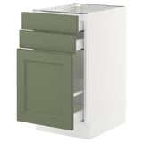 SEKTION / MAXIMERA Base cabinet/p-out storage/2 drwrs, white/Axstad gray-green, 18x24x30 "