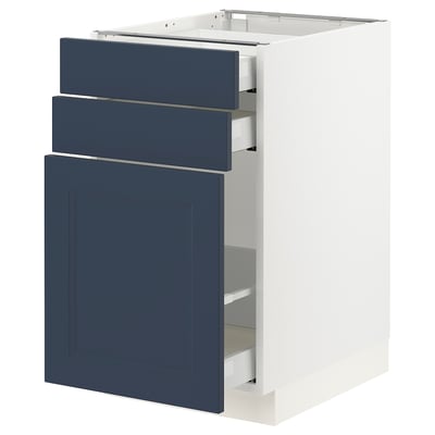 SEKTION / MAXIMERA Base cabinet/p-out storage/2 drwrs, white Axstad/matte blue, 18x24x30 "