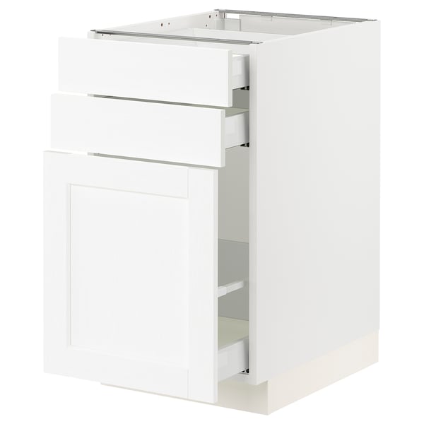 SEKTION / MAXIMERA Base cabinet/p-out storage/2 drwrs, white Enköping/white wood effect, 18x24x30 "