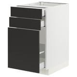 SEKTION / MAXIMERA Base cabinet/p-out storage/2 drwrs, white/Nickebo matte anthracite, 18x24x30 "