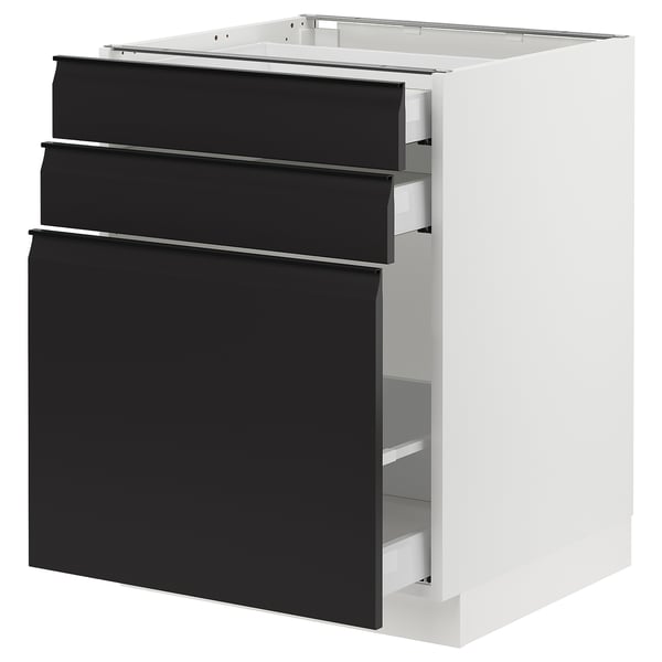 SEKTION / MAXIMERA Base cabinet/p-out storage/2 drwrs, white/Upplöv matte anthracite, 24x24x30 "