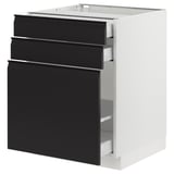 SEKTION / MAXIMERA Base cabinet/p-out storage/2 drwrs, white/Upplöv matte anthracite, 24x24x30 "