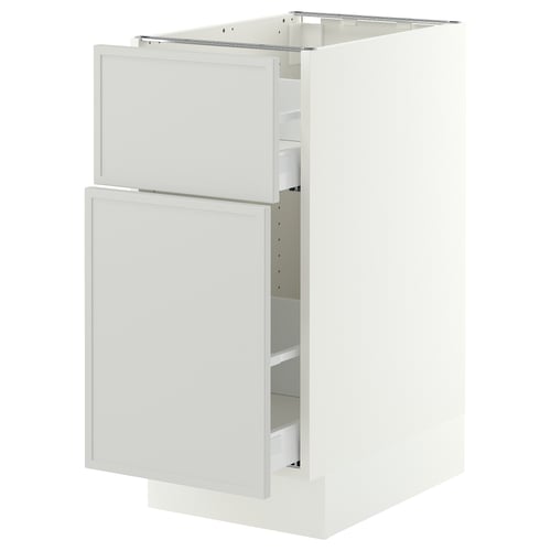 SEKTION / MAXIMERA Base cabinet/p-out storage/drawer, white/Aspudden light gray, 15x24x30 "