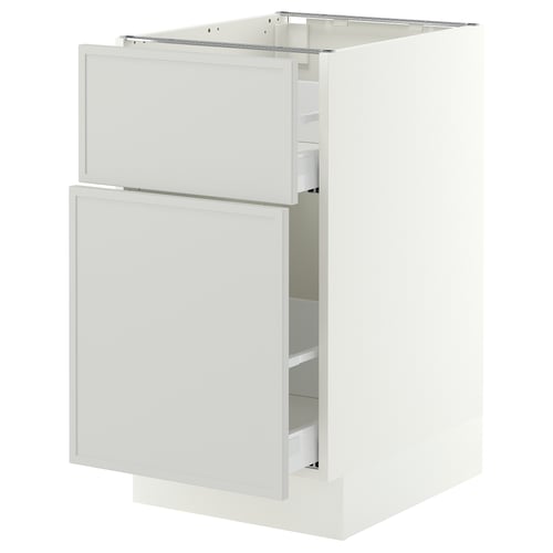 SEKTION / MAXIMERA Base cabinet/p-out storage/drawer, white/Aspudden light gray, 18x24x30 "