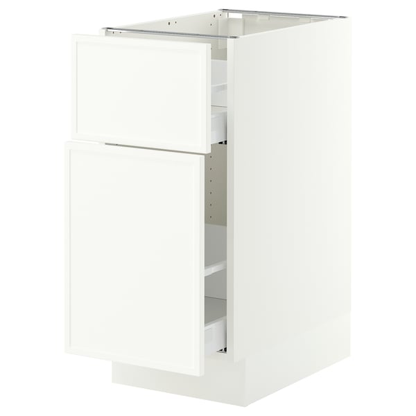 SEKTION / MAXIMERA Base cabinet/p-out storage/drawer, white/Aspudden matte white, 15x24x30 "