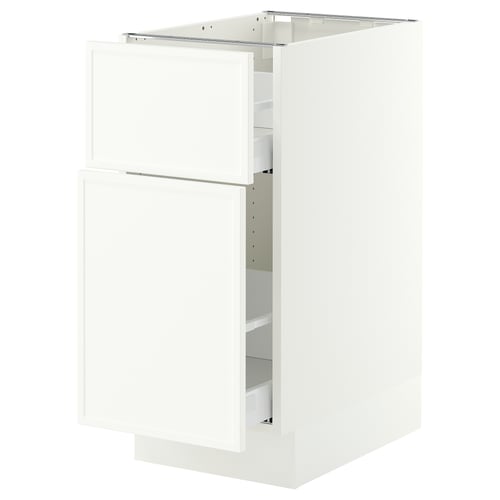SEKTION / MAXIMERA Base cabinet/p-out storage/drawer, white/Aspudden matte white, 15x24x30 "