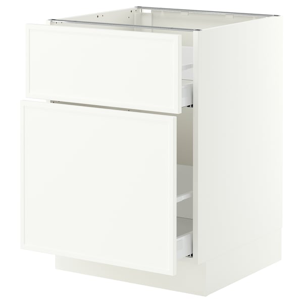 SEKTION / MAXIMERA Base cabinet/p-out storage/drawer, white/Aspudden matte white, 24x24x30 "