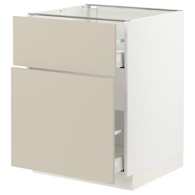 SEKTION / MAXIMERA Base cabinet/p-out storage/drawer, white/Havstorp beige, 24x24x30 "