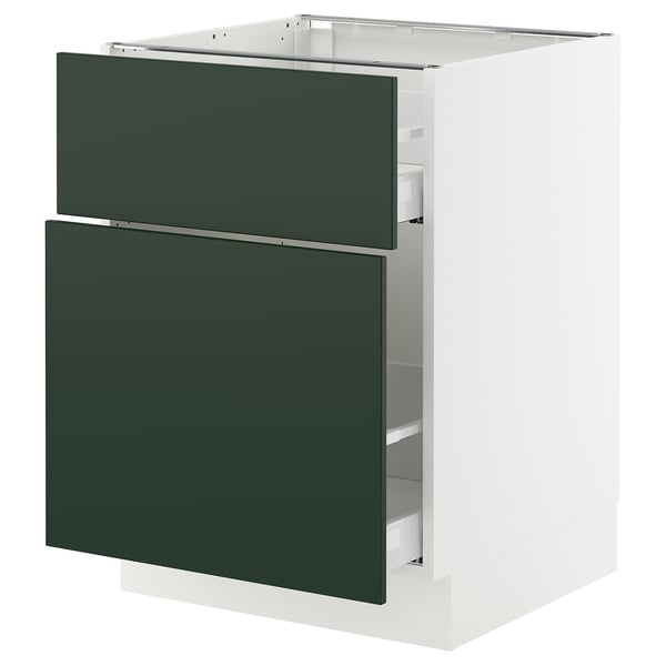 SEKTION / MAXIMERA Base cabinet/p-out storage/drawer, white/Havstorp deep green, 24x24x30 "