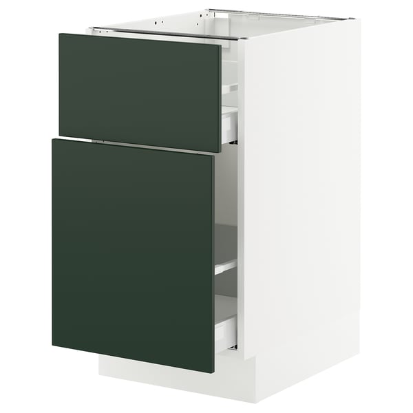 SEKTION / MAXIMERA Base cabinet/p-out storage/drawer, white/Havstorp deep green, 18x24x30 "