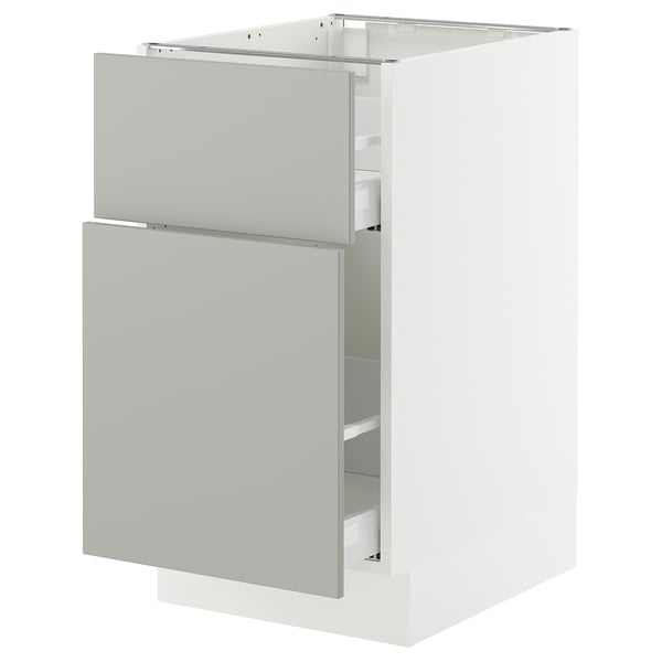 SEKTION / MAXIMERA Base cabinet/p-out storage/drawer, white/Havstorp light gray, 18x24x30 "