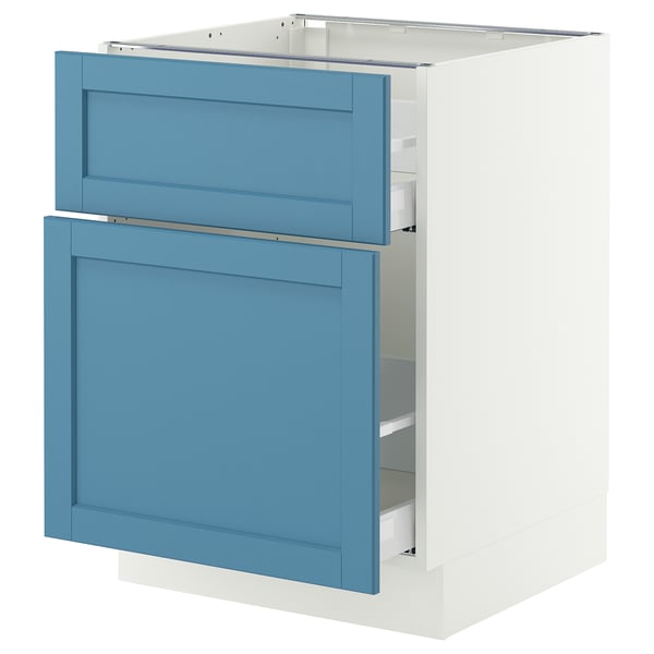 SEKTION / MAXIMERA Base cabinet/p-out storage/drawer, white/Lerhyttan blue, 24x24x30 "
