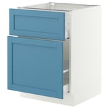 SEKTION / MAXIMERA Base cabinet/p-out storage/drawer, white/Lerhyttan blue, 24x24x30 "