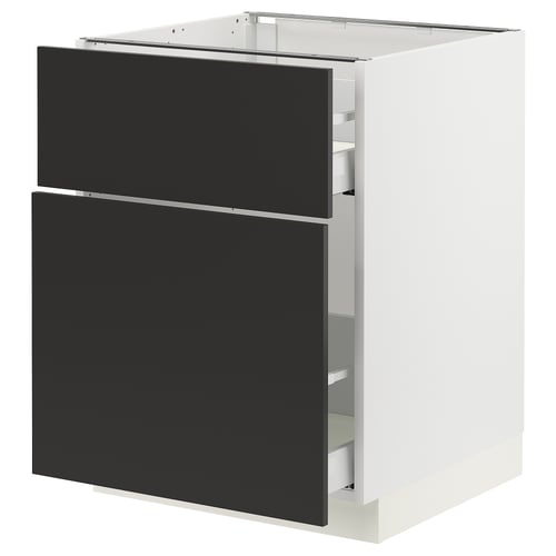 Modern black ikea SEKTION kitchen cabinet with two drawers in a white frame.