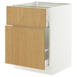SEKTION / MAXIMERA Base cabinet/p-out storage/drawer, white/Sinarp oak veneer, 24x24x30 "