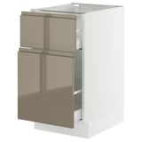 SEKTION / MAXIMERA Base cabinet/p-out storage/drawer, white/Voxtorp high-gloss dark grey-brown, 18x24x30 "