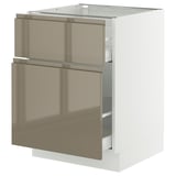 SEKTION / MAXIMERA Base cabinet/p-out storage/drawer, white/Voxtorp high-gloss dark grey-brown, 24x24x30 "