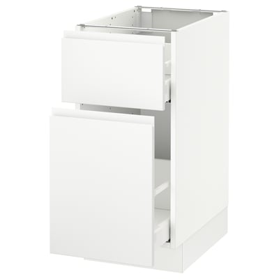 A white SEKTION kitchen cabinet with a modern, minimalist design, featuring a smooth-running drawer and sturdy frame.