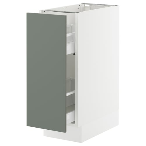 SEKTION kitchen unit with green-gray door and white frame, modern design.