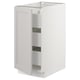White SEKTION kitchen cabinet with one open door, smooth design, bevelled edges, solid birch frame, and full-extension drawer.