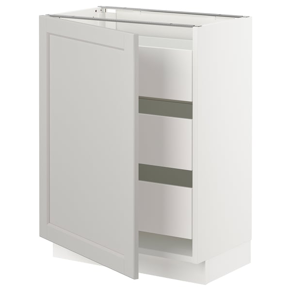 SEKTION kitchen cabinet in white with three shelves, simple and modern design.