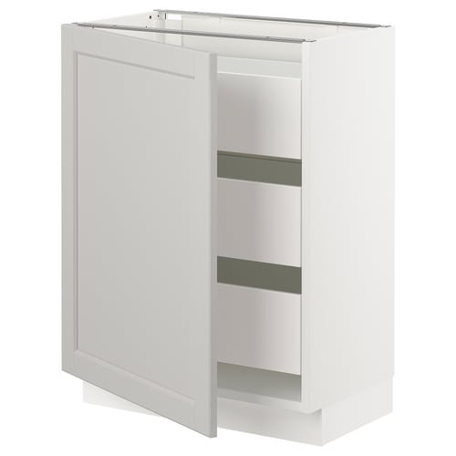 SEKTION kitchen cabinet in white with three shelves, simple and modern design.