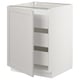 White SEKTION kitchen cabinet, three shelves, square shape, simple design.