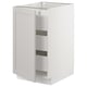 White SEKTION cabinet with bevelled edges, three shelves, solid birch frame, smooth finish.