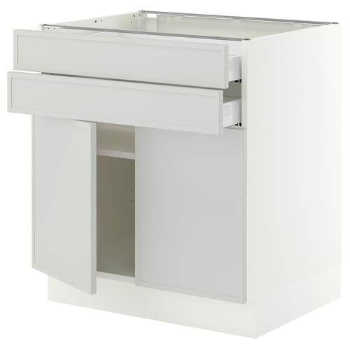 SEKTION / MAXIMERA Base cabinet w 2 doors/2 drawers, white/Aspudden light gray, 30x24x30 "