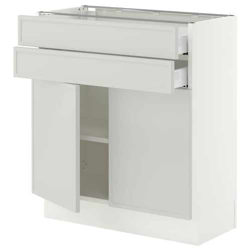 SEKTION / MAXIMERA Base cabinet w 2 doors/2 drawers, white/Aspudden light gray, 30x15x30 "