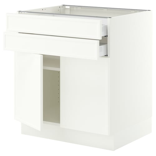 SEKTION / MAXIMERA Base cabinet w 2 doors/2 drawers, white/Aspudden matte white, 30x24x30 "