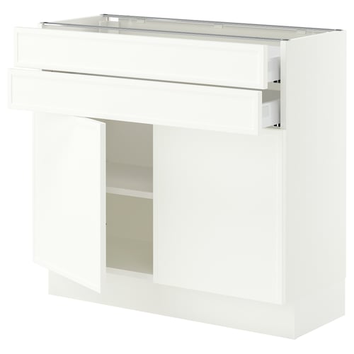 SEKTION / MAXIMERA Base cabinet w 2 doors/2 drawers, white/Aspudden matte white, 36x15x30 "