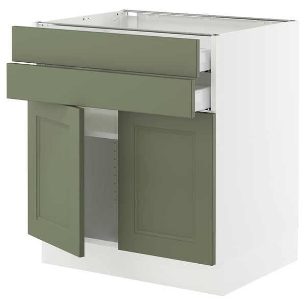 SEKTION / MAXIMERA Base cabinet w 2 doors/2 drawers, white/Axstad gray-green, 30x24x30 "