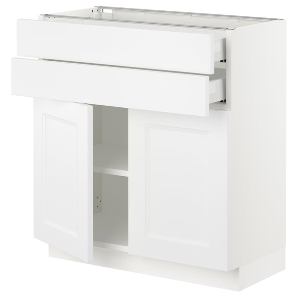 SEKTION / MAXIMERA Base cabinet w 2 doors/2 drawers, white/Axstad matte white, 30x15x30 "