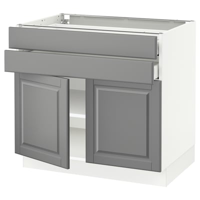 SEKTION / MAXIMERA Base cabinet w 2 doors/2 drawers, white/Bodbyn gray, 36x24x30 "