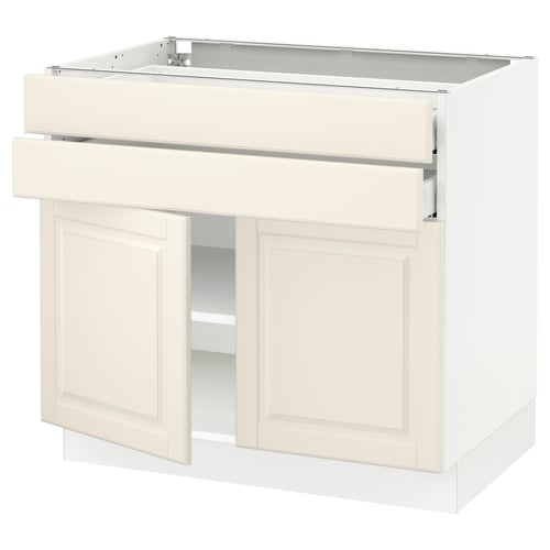 SEKTION kitchen cabinet, off-white, wood-like material, rectangular with 2 doors and 1 drawer, classic design.