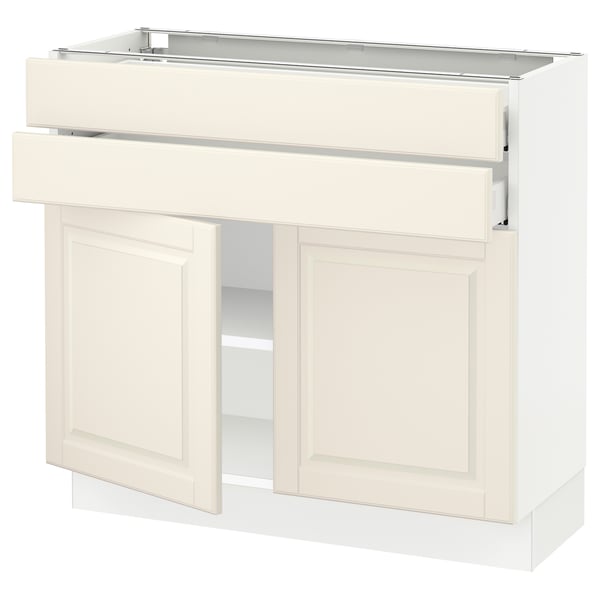 SEKTION / MAXIMERA Base cabinet w 2 doors/2 drawers, white/Bodbyn off-white, 36x15x30 "
