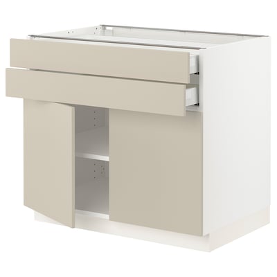 SEKTION / MAXIMERA Base cabinet w 2 doors/2 drawers, white/Havstorp beige, 36x24x30 "