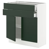 SEKTION / MAXIMERA Base cabinet w 2 doors/2 drawers, white/Havstorp deep green, 30x15x30 "