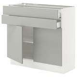 SEKTION / MAXIMERA Base cabinet w 2 doors/2 drawers, white/Havstorp light gray, 36x15x30 "