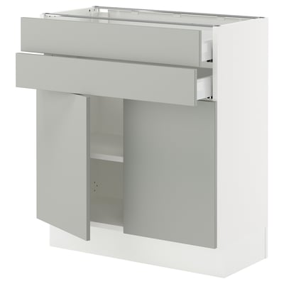 SEKTION / MAXIMERA Base cabinet w 2 doors/2 drawers, white/Havstorp light gray, 30x15x30 "